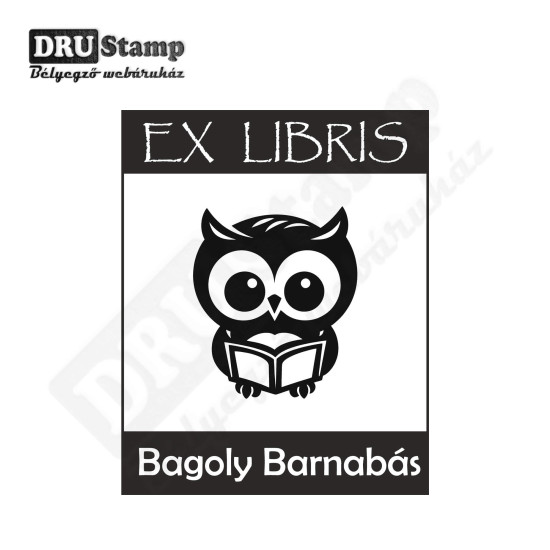 EX LIBRIS bélyegző - Baglyos V03 (40x50mm)