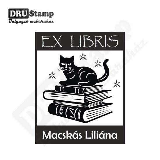 EX LIBRIS bélyegző - Cicás V15 (40x50 mm)