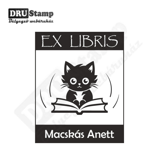 EX LIBRIS bélyegző - Cicás V16 (40x50mm)