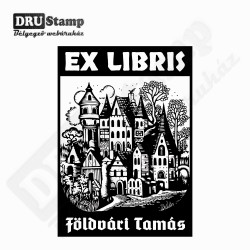 EX LIBRIS bélyegző - Középkori falu V02 (50x70 mm)