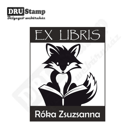 Rókás exlibris fabélyegző