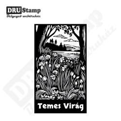 Virágos tájkép exlibris fabélyegző