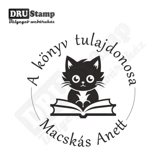 EX LIBRIS bélyegző - Cicás V14 (Ø40mm)