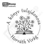 Virágos könyv exlibris körbélyegző