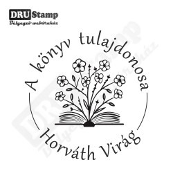 Virágos könyv exlibris körbélyegző